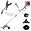 IKRA Benzin Freischneider IBF 31-4 | 4-Takt | Fadenspule 43 cm Schnittbreite | 3- & 8-Zahn-Messer Ø 25,5 cm | Schutzbrille | Schultergurt