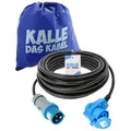 KALLE DAS KABEL Kalle Verlängerungskabel CEE 230V 16A 2,5 mm2 Winkel IP44 50 Meter Verlängerungskabel, CEE Stecker, CEE Winkelkupplung mit Schuko Steckdose (5000 cm) Ø 2.5 mm