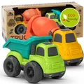 LKW Spielzeug ab 1 Jahr, Nachhaltiger BioKunststoff Kinder Set ab 2 Jahr Indo...