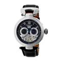 Heritor Automatic Ganzi Semi-Skelettiert Rindsleder-Band Uhr - Silber/Schwarz