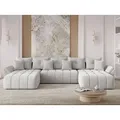 GrainGold Ecksofa U-Form Decor U - Ecksofa mit Schlaffunktion, Bettkasten - Wohnlandschaft, Wohnzimmer Sofa - Eckcouch Hellgrau (Monolith 84) - Grau