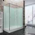 Schulte Komplettdusche Ibiza 120 x 80 cm, Fertigdusche mit Duschwanne, Duschkabine komplett, Duschtempel mit 5 mm ESG Sicherheitsglas, Alu Natur Profile, weiße Duschwanne