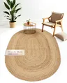 carpetfine Juteteppich Nele Beige handgewebt aus Jute 70x140 cm | Oval Naturfaserteppich im Boho Style für Wohnzimmer, Küche und im Flur