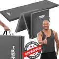 Miweba Sports Gymnastikmatte GM100 | Faltbar - Rutschfest - Trainingsmatte - Fitnessmatte für zuhause - Sport Turn Matte - Tragegriffe (Grau) - Grau