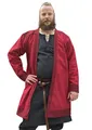 Battle-Merchant Klappenrock Bjorn Herren langarm knielang | Baumwolle Wikinger-Mantel Jacke Mittelalter | LARP Karneval Wikinger Lagerleben Lagerkleidung, Rot/Weinrot, Gr. XXL