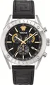 Versace VEKJA0225 Athletics Chrono silber schwarz Leder Herren Uhr NEU