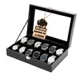 Uhrenbox für 12 Uhren Glasdeckel - schicke Uhrenbox Herren Watch Box