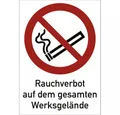 König Werbeanlagen Hinweisschild Rauchverbot auf dem gesamten Werksgelände, Kombischild, ISO 7010