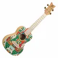 Kunstvolle Ortega Konzert Ukulele aus Catalpa in im Custom Design "Himalaya"