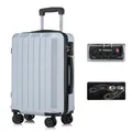 Premium Reisekoffer TSA-Schloss,YKK-Reißverschluss Hartschalen-Koffer Trolley Kabinenkoffer Rollkoffer Suitcase Handgepäck 4 Rollen (Silber, XL)