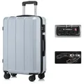 YONSLY Hartschalen-Trolley Premium Hartschalen-Reisekoffer, 4 Rollen, TSA-Schloss, YKK-Reißverschluss, austauschbare Rollen/Griffe silberfarben 76 cm