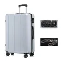 YONSLY Premium Reisekoffer TSA-Schloss,YKK-Reißverschluss Hartschalen-Koffer Trolley Rollkoffer Suitcase Handgepäck 4 Rollen (Silber, XL)