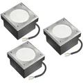 ledscom.de 3x GX53 Pflasterstein Bodeneinbauleuchte NEOLUM für außen, IP67, eckig, 10 x10cm, inkl. Lampengreifer