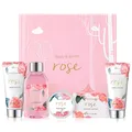 Luxuriöses 5-teiliges Rosen Geschenkset für Frauen – Duschgel, Bodylotion & mehr