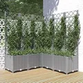 Vidaxl Garden Planter With Trellis&wheels Light Grey