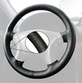 LECO Lenkradbezug Lenkradhülle Auto mit schwarzer Naht für viele VW, Ford, Seat, Mazda, Echtleder