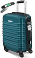 KESSER® Handgepäck Reisekoffer 55L Hartschalen-Koffer Inkl. Kofferwaage + Gepäckanhänger | Trolley Gepäck Rollkoffer Zahlenschloss 4 Rollen ABS-Hartschale Teleskopgriff, 55x40x25cm, Petrolgrün
