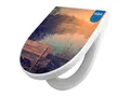 banjado WC-Sitz Premium D-Form mit Absenkautomatik Motiv Bank Am See (umweltfreundliches Material, Softclose Absenkautomatik), 45 x 36,4 x 4