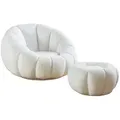 SalesFever Sessel und Hocker Set aus Teddyfell Weiß