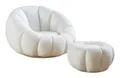 SalesFever Sessel und Hocker Set - Teddyfell Weiß - 368084