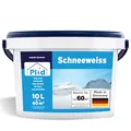 Plid® Schneeweiß Wandfarbe Weiß 10L für ca. 60 m² [HOHE DECKKRAFT] - Weiße Wandfarbe Polarweiß geruchsarm - Farbe Wand - Innenfarbe Wall Paint White - ausbessern weiß - Diffusionsfähig