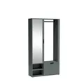 Moderne Garderobe MILO UNI mit Spiegel in Stone Green – Robuste Metallhaken