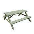 TETZNER & JENTZSCH Ella Picknicktisch grün 180cm I Massive Holzbank wetterfest imprägniert I Gartentisch für das Picknick oder als Bierzeltgarnitur I Gartenbank mit Tisch I Sitzbank Outdoor Holztisch