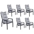LC Garden »Bondino« Dining 6er Set Positionsstuhl Verstellsessel anthrazit- eckig