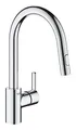 GROHE Feel, Küchenarmatur 2 Strahlarten (Wasserhahn Küche mit ausziehbarer Brause, 360° schwenkbar, wassersparend dank variabler Mengenbegrenzung, werkzeugfreie Spülbecken-Montage), chrom, 31486001