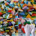 Pocoukate Mosaikfliesen, Glasmosaik Zum Basteln, Mosaiksteine Buntglas-Kit / 850 Stück ca. 0,15 Quadratmeter, Liefern DIY-Heimdekoration， Teller, Bilderrahmen, Blumentöpfe usw