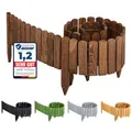 Garronda Rasenkante Beeteinfassung aus Holz flexibel 200 x 40 cm Rollborder für Rasen und Beet Beetumrandung und Beetbegrenzung Gartenzaun zum Stecken Holzzaun GD-0046 (Dunkelbraun)