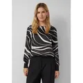 s.Oliver Langarmshirt T-Shirt Gemustertes Langarmshirt im Fabricmix bunt|schwarz M (38)