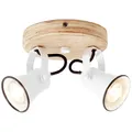 2 flammige Deckenlampe - Köpfe sind schwenkbar Metall/Holz Weiß/Braun