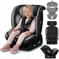 Lionelo Autokindersitz Aart i-Size ab Geburt bis 12 Jahre, 40-150 cm, Breiter Anpassungsbereich Ein zusätzlicher Seitenschutz R129/03 - Grau - Grau