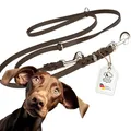 Hundeleine Leder 2,80m mittelgroße Hunde Fettlederleine [3-Fach Verstellbar] Lederleine geflochten – robuste Leine Hund mit Chrombeschlägen – Führleine Hund & Freihandleine – Dog Leash Braun 12mm