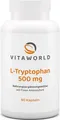 Vitaworld L-Tryptophan 500 mg | 90 Kapseln | 500 mg L-Tryptophan pro Kapsel | hergestellt in Deutschland | vegan