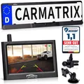 CARMATRIX Funk Solar Auto Rückfahrkamera solarbetrieben im Nummernschild mit 4,3 Zoll Monitor Rückfahrsystem Solarpanel im Kennzeichenhalter kabellos Digital zum Nachrüsten ohne Bohren (Solar 1)