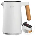 Balter Wasserkocher Edelstahl mit Temperatureinstellung 1,5L, 2200W, BPA-frei, LED-Display, Temperaturwahl 45°C-100°C, Abschaltautomatik, Weiß, ... - Weiß