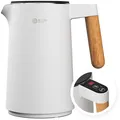 Balter Wasserkocher mit Temperaturwahl 45-100°C Edelstahl Doppelwand 2200W Weiß