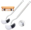 EINESIN 2 Pack Toilettenbürste, Klobürste mit randreiniger, Upgrade WC Bürste, Klobürste gebogen, Langer Stiel, Kunststoff-Toilettenbürstenset mit Starken Borsten für Tiefenreinigung