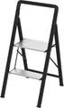 HOME It® Aluminium-Trittleiter mit Stahlrahmen, 2 Stufen, ultradünn, klappbar, 89 cm hoch, Plattform 30x20 cm