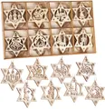 BRUBAKER Christbaumschmuck Weihnachtsbaumschmuck Set (24-tlg), Christbaumanhänger aus Holz - Weihnachtsanhänger zum Basteln Bemalen