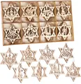 24 Holz Anhänger Sterne Weihnachten 6 cm Christbaumschmuck Deko Ornamente Natur