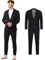 JEFF Herren JFEzra Set Anzug 2-teilig Sakko Hose Bundle | elastischer Herrenanzug Regular Fit für Männer Black, 56