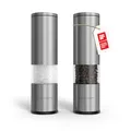 LARS NYSØM Salz und Pfeffermühle Set Manuell mit einstellbarem Keramikmahlwerk I Edelstahl Pfeffermühle und Salzmühle I Design Gewürzmühlen Set (2 Stück) (Stainless Steel)
