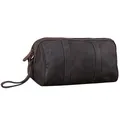 STILORD Charles Kulturtasche Leder Groß Vintage Design für Herren und Damen Kulturbeutel Waschtasche Necessaire mit Henkel Farbe:dunkel - braun