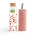 waterdrop® Flasche aus Glas 600ml - Trinkflasche Kohlensäure geeignet, BPA fei & spülmaschinenfest - auslaufsichere Wasserflasche mit Neoprenhülle - Borosilikat Glasflasche mit Schraubverschluss