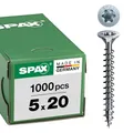SPAX Universalschraube, 5,0 x 20 mm, 1000 Stück, T-STAR plus, Senkkopf, Vollgewinde, 4CUT, WIROX A3J, blank verzinkt, 1191010500205