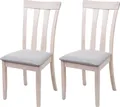 2er-Set Esszimmerstuhl HWC-G46, Küchenstuhl Stuhl, Stoff/Textil Massiv-Holz helles Gestell, grau