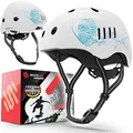 SKATEWIZ Kinder Fahrradhelm Mädchen - Fahrradhelm Kinder Jungen, Fahrradhelm Kinder - Skaterhelm Kinder, Fahrrad Helm Kind, Kinderhelm - Helm Kinder, Helm Fahrrad - Größe S Weiß